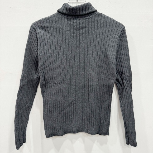 Preview International Ribber Knit Long Sleeve High Neck Sweater Dark Grey Cotton - Picture 2 of 6